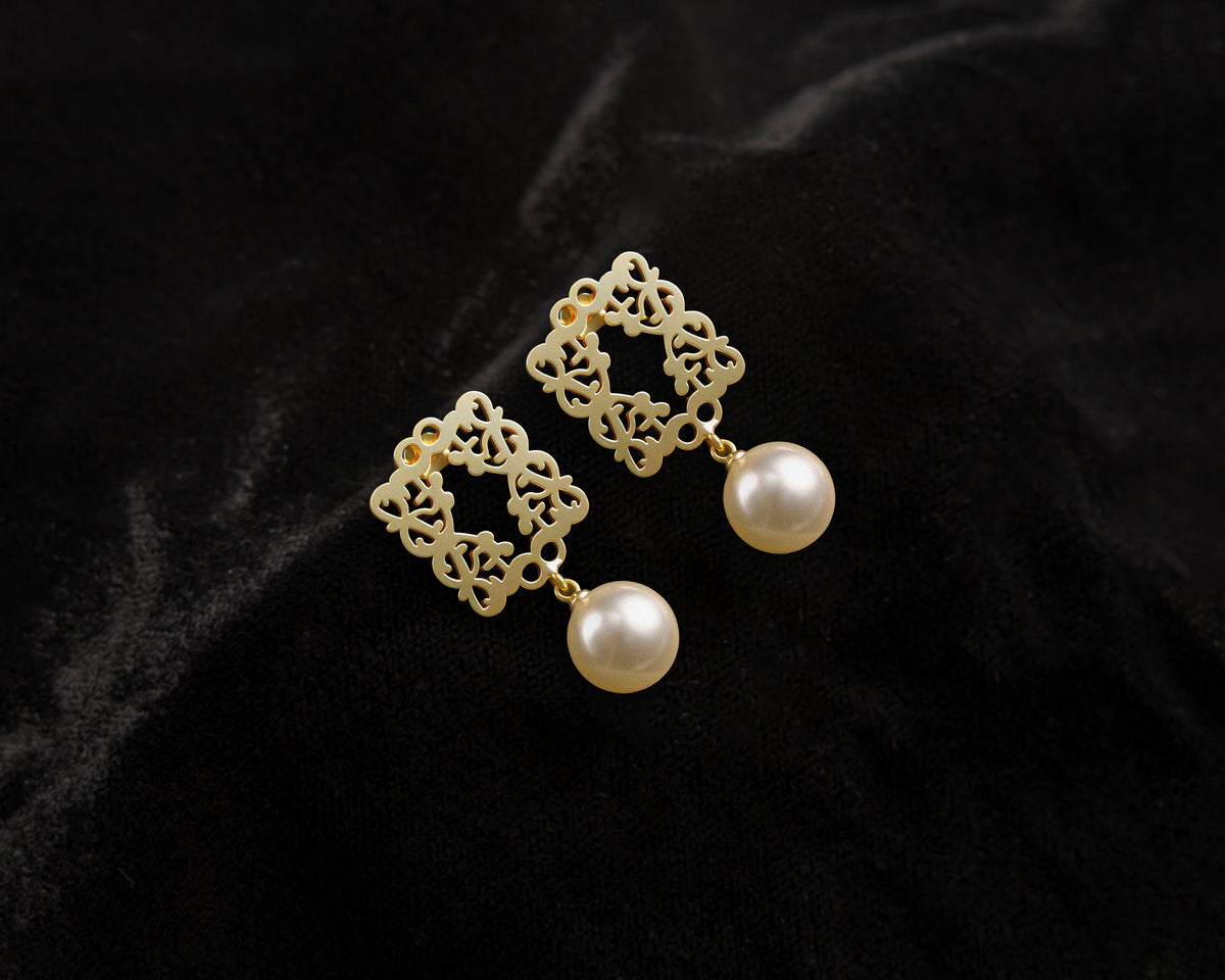 Monogram Pearl Earrings