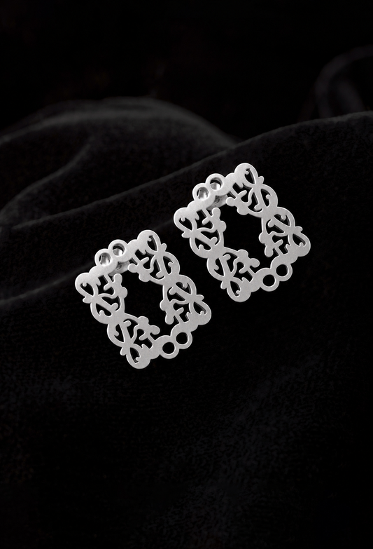 Signature Monogram Silver Earrings